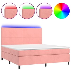 vidaXL Sommier à lattes de lit et matelas LED Rose 180x200 cm Velours