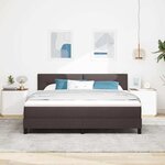 vidaXL Lit à ressorts avec tête de lit Marron foncé 180 x 200 cm tissu