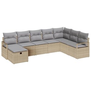 vidaXL Ensemble de Canapés 8 Pièces Beige et Gris clair polyrotin
