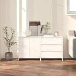 vidaXL Buffets 2 Pièces Blanc Bois d'ingénierie