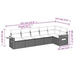 vidaXL Salon de jardin 6 Pièces avec coussins noir résine tressée