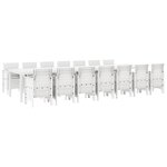 Ensemble de salle à manger de jardin de 15 pièces avec coussins en poly rotin blanc