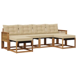 vidaXL Ensemble de canapés d'extérieur 6 pc Naturel et Beige