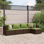 vidaXL Salon de jardin 5 Pièces avec coussins Marron Résine tressée