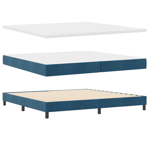 Lit avec sommier et matelas vidaXL Bleu foncé 200x200 cm Velours