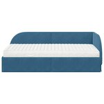 vidaXL Cadre de lit d'angle avec matelas 2 Pièces Bleu Velours