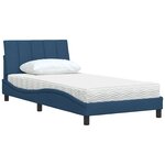vidaXL Lit avec matelas bleu 100x200 cm tissu