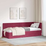 vidaXL Cadre de lit d'angle Rouge bordeaux 80 x 200 cm Velours