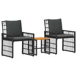 vidaXL Ensemble de meubles d'extérieur 3 pc Noir et Gris foncé