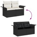 Ensemble de Canapés de Jardin 8 Pièces avec Coussins Noir Poly Rattan Acacia