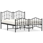 vidaXL Cadre de lit métal sans matelas avec pied de lit noir 140x200cm