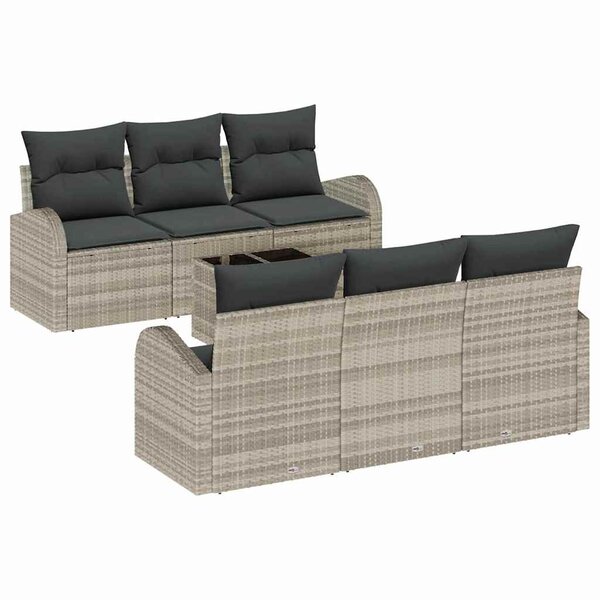vidaXL Ensemble de canapé de jardin 7 Pièces Gris clair 55 x 55 x 37 cm