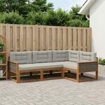 vidaXL Ensemble de canapés d'extérieur 4 Pièces Naturel et Gris clair