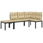 vidaXL Ensemble de banc de jardin avec coussins 3 Pièces noir