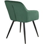 Lot de 4 chaises pieds noir siège de salon cuisine salle à manger design élégant velours vert 08_0000074