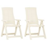 vidaXL Chaises inclinables de jardin lot de 2 Plastique Blanc