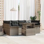 vidaXL Ensemble de Canapé de Jardin 7 Pièces avec Coussins Rotin Poly Gris
