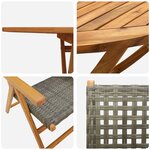 Set de repas de jardin 5 pièces vidaXL en bois d'acacia et poly rotin gris