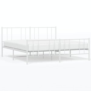vidaXL Cadre de lit métal sans matelas et pied de lit blanc 180x200 cm