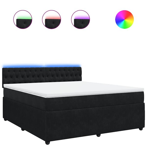 vidaXL Sommier à lattes de lit avec matelas Noir 180x200 cm Velours
