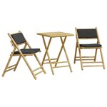 vidaXL Ensemble de bistro pliante 3 Pièces et coussins gris foncé bambou
