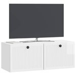 vidaXL Meuble TV mural Montage mural Blanc brillant 78 5 x 31 x 30 cm