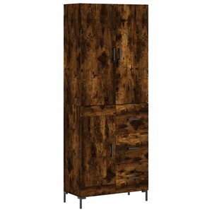 vidaXL Buffet haut Chêne fumé 69 5x34x180 cm Bois d'ingénierie