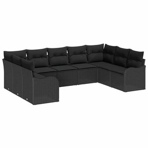 vidaXL Ensemble de canapé de jardin Noir polyrotin
