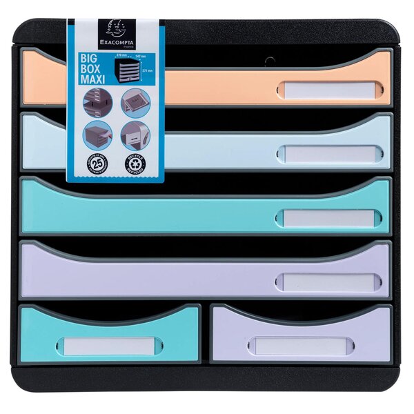 Module De Classement Big Box Maxi 6 Tiroirs Aquarel - Couleurs Assorties - Exacompta