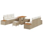 vidaXL Ensemble de canapés de jardin 9 pièces avec coussins en poly rotin beige et acacia