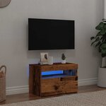 vidaXL Meuble TV avec lumières LED vieux bois bois d'ingénierie