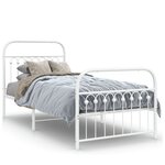 vidaXL Cadre de lit métal sans matelas avec pied de lit blanc 90x200cm
