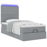 vidaXL Lit ottoman avec matelas et LED gris clair 90x200 cm tissu