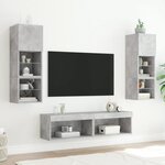 vidaXL Meuble TV avec lumières LED gris béton 60x30x30 cm