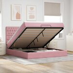 vidaXL Cadre de lit ottoman avec matelas rose 160x200 cm velours
