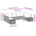 vidaXL Canapé de jardin 9 pièces avec coussins en poly rattan gris