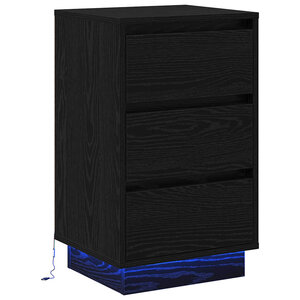 vidaXL Cabinet de chevet avec Noir 39 x 34 5 x 65 cm Bois d'ingénierie