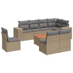 vidaXL Salon de jardin avec coussins 9 Pièces beige résine tressée