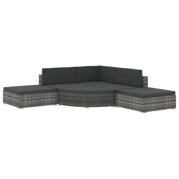 vidaXL Salon de jardin 6 Pièces avec coussins Résine tressée Gris