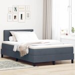 Lit Box Spring vidaXL avec matelas Gris foncé Petit double Velours