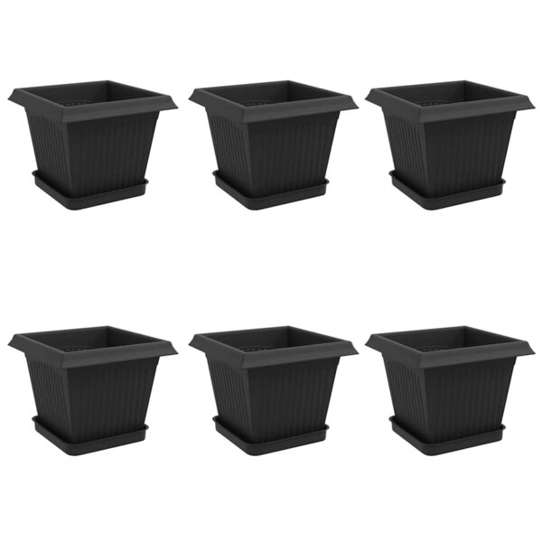 vidaXL Pots de plantes 6 Pièces Noir 20 x 20 x 16 cm Plastique