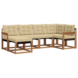 vidaXL Ensemble de canapés d'extérieur 6 pc Naturel et Beige