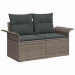 vidaXL Ensemble de canapé de jardin avec coussin 7 Pièces Gris Poly rotin