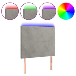 vidaXL Tête de lit à LED Gris clair 80x5x118/128 cm Velours