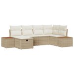 vidaXL Ensemble de canapé de jardin 6 pièces avec coussins beige poly rattan