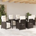 vidaXL Set de jardin 7 pièces marron rattan poly