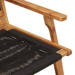 vidaXL Chaises de Jardin avec Table 3 Pièces Noir Bois Massif Acacia