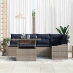 vidaXL Ensemble de canapé de jardin avec coussin 6 Pièces Gris et marine