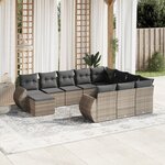 vidaXL Salon de jardin 11 Pièces avec coussins gris résine tressée