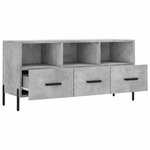 vidaXL Meuble TV gris béton 102x36x50 cm bois d'ingénierie